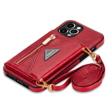 Zipper Wallet Card Holder Lanyard Strap Crossbody Leather Case for iPhone 13 12 11 Pro Max Mini