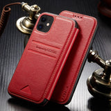 Retro Magnetic Card Stand Wallet Case For iPhone 12 11 Series