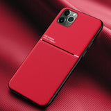 Soft Silicone Car Magnetic Holder Ultra thin Leather IQS Design Case For iPhone 12 Series