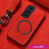 Luxury Suede Leather MagSafe Case for Samsung Galaxy S22 S21 S20 Note 20 Ultra Plus FE