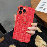 Luxury Fabric Cute 3D Cartoon Pattern Case With Lens Film For iPhone 14 13 12 series