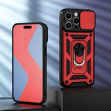 Slide Camera Lens Protection Ring Holder KickStand Shockproof Case for iPhone 15 14 13 12 Series