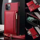 Crossbody Card Zipper Wallet Lanyard Holder Strap Pouch Cover Case for iPhone 12 & 11 Series