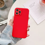 Square Candy Color Matte Soft Silicone Camera Protection Case For iPhone 12 11 Series