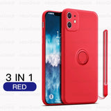 Ultra Thin Silicone Magnetic Holder with Finger Ring Bracket Cover Phone Case For iPhone 12 Series