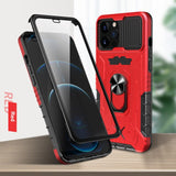 360 Full Camera Protector Tempered Glass Ring Holder Case for iPhone 13 12 Series