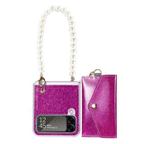 Glitter Pearl Bracelet Chain Cards Slot Wallet Case for Samsung Galaxy Z Flip 4 3