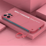 Ultra thin Frameless Matte PC Ring Holder Shockproof Phone Case For iPhone 12 Series