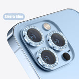 Glitter Diamond Tempered Glass Camera Metal Ring for iPhone 14 13 12 series