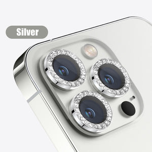 Glitter Diamond Tempered Glass Camera Metal Ring for iPhone 14 13 12 series