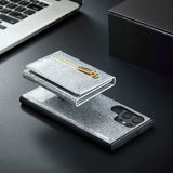 2 in 1 Magnetic Zipper Glitter Detachable Wallet Card Leather Case For Samsung S23 S22 S21 Ultra Plus