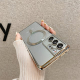 Magsafe Luxury Transparent Silicone Case for Samsung Galaxy S22 S21 Ultra Plus