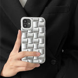 3D Cube Weave Pattern Silicone Case for iPhone 14 13 12 series