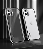 Luxury Magnetic Metal Bumper Camera Lens Protector Matte Acrylic Clear Case For iPhone 12 Series