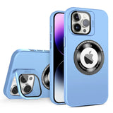 Magsafe Lens Glass Film Stand Hard PC Case for iPhone 15 14 13 12 series