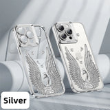 Glitter Diamond Transparent Glass Case With Lens Protection Hidden Bracket For iPhone 15 14 13 12 series