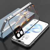 Double Sided Glass Magnetic Metal Phone Case With Camera Lens Protection Magnet Cover| For iPhone 13 12 11 Series