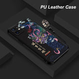 3D Embossed PU Leather Dragon Phoenix Anti knock Cover with Metal Ring for iPhone 12 11 Series