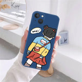 Cute Cartoon Boy Girls Couple Soft Bumper Case for iPhone 15 14 13 series