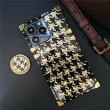 Luxury Glitter Square Houndstooth Plaid Pattern Case For iPhone 14 13 12 series