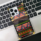 Bohemian Ethnic Style Pattern Geometric Flower Square Case For iPhone 14 13 12 series