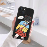 Cute Cartoon Boy Girls Couple Soft Bumper Case for iPhone 15 14 13 series