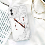 Initial Letter A Z Crown Soft Matte Marble Phone Case For iPhone 12 11 Series