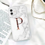 Initial Letter A Z Crown Soft Matte Marble Phone Case For iPhone 12 11 Series