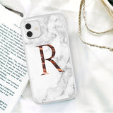 Initial Letter A Z Crown Soft Matte Marble Phone Case For iPhone 12 11 Series