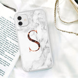 Initial Letter A Z Crown Soft Matte Marble Phone Case For iPhone 12 11 Series