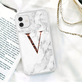 Initial Letter A Z Crown Soft Matte Marble Phone Case For iPhone 12 11 Series