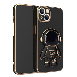 Plating 3D Astronaut Stand Holder Camera Protection Case for iPhone 13 12 11 Series