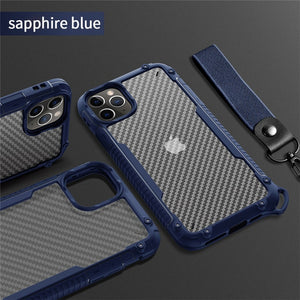 Shockproof Bumper Armor Transparent Lanyard Phone Case For iPhone 12 Series