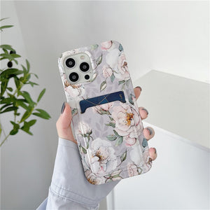 Card Holder Marble Pretty Pattern Phone Case For iPhone 12 11 XS Series