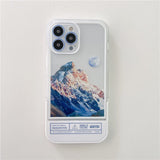 Snow Mountain Sunset Clear Case with Invisible Stand for iPhone 13 12 11 Pro Max