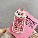 Cue Pink Bear Cartoon Cases With Wake Me For Food Slogan For iPhone 14 13 12 series