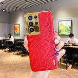 Magnetic Ring Holder Leather Case For Samsung S21 S20 Note 20 Series