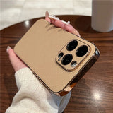 Luxury Plating Frame Shockproof PU Leather Case For iPhone 15 14 13 12 series