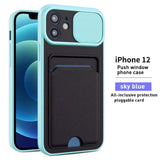 Hit Color Push Pull Card Slot Case For iPhone 13 12 11 Series