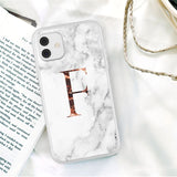 Initial Letter A Z Crown Soft Matte Marble Phone Case For iPhone 12 11 Series