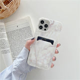 Card Holder Marble Pretty Pattern Phone Case For iPhone 12 11 XS Series