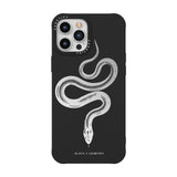 Fashion Black Case With Skull Rose Snake Pattern For iPhone 14 13 12 series