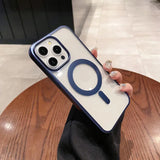 Matte Glossy Color Magnetic Wireless Magnet RingTransparent Armor Hard Case for iPhone 15 14 13 series