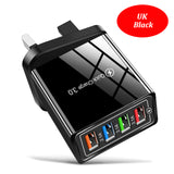 EU US UK Plug 4 Ports Charger Quick Charge 3.0 Wall for iPhone Samsung Xiaomi Huawei