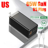 65W GaN Charger Quick Charge QC4.0 QC PD3.0 PD USB C Type C Fast Charger For Xiaomi Redmi Note 10 Macbook