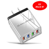 EU US UK Plug 4 Ports Charger Quick Charge 3.0 Wall for iPhone Samsung Xiaomi Huawei