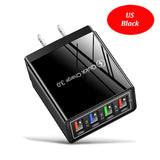 EU US UK Plug 4 Ports Charger Quick Charge 3.0 Wall for iPhone Samsung Xiaomi Huawei