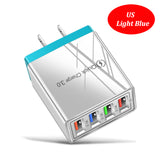 EU US UK Plug 4 Ports Charger Quick Charge 3.0 Wall for iPhone Samsung Xiaomi Huawei