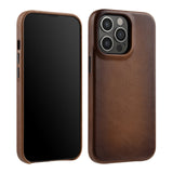 Handmade Retro Oil Wax Genuine Leather Case for iPhone 13 Pro Max Mini
