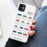 2021 Calendar Soft Matte Case for iPhone 12 11 Pro Max